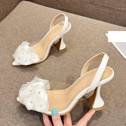 Designer Slingbacks Pointed Toe PVC Transparent Women Highs Party Elegant Shoes Low Heel Pumps