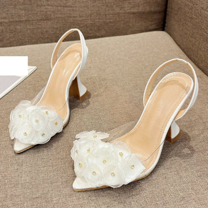 Designer Slingbacks Pointed Toe PVC Transparent Women Highs Party Elegant Shoes Low Heel Pumps