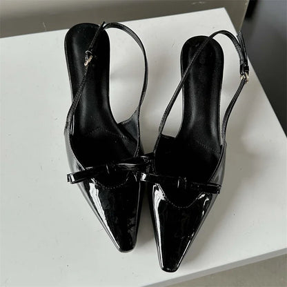 Fashion Pointed Toe Elegant Women Slingbacks Buckle Strap Thins Wedding Party Mules Shoes Low Heel Pumps