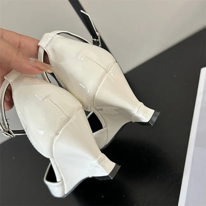 Spring Fashion Pointed Toe Wedges Highs Women Slingback Party Prom Mules Shoes Low Heel Pumps