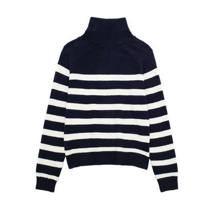 American Style Fashion Casual Long Striped Knitted Sweater