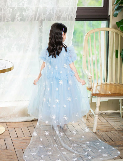 Fancy Princess Elsa Halloween Snow Queen Sequin Toddler Christmas Cosplay Party Kid Costume