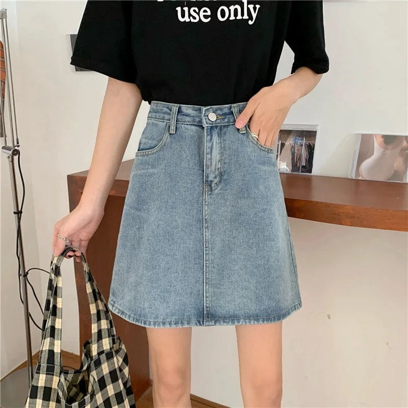 Fashion Denim High Waist Slim Retro Small Sheath Skirt