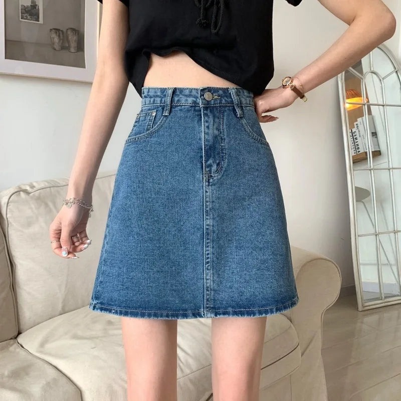 Fashion Denim High Waist Slim Retro Small Sheath Skirt