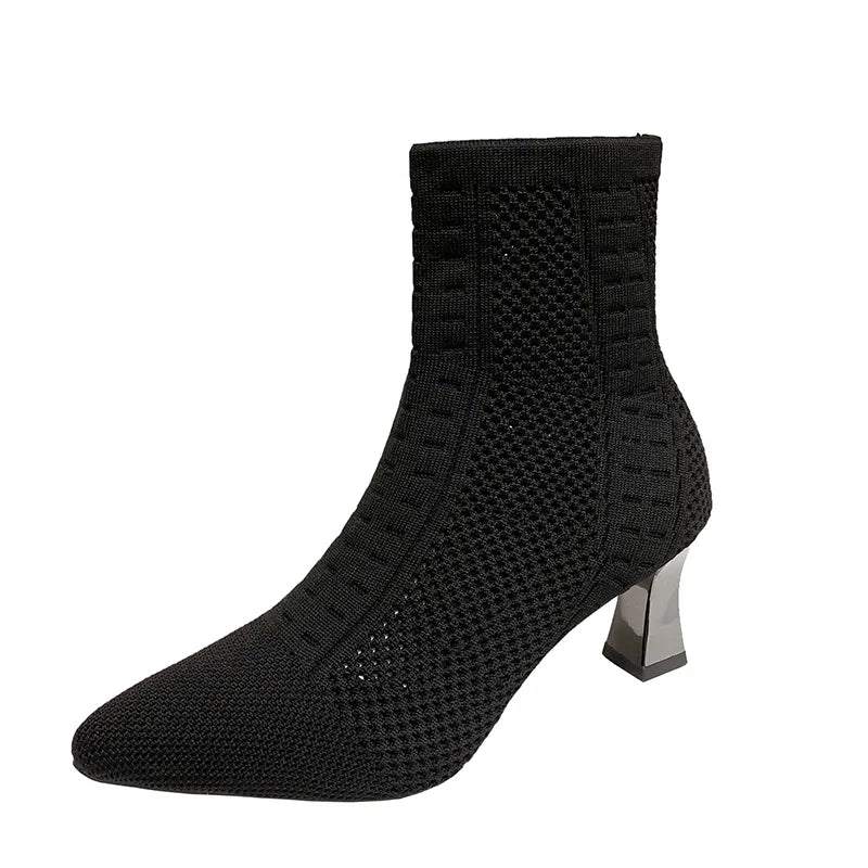 Fashionable Knitted Breathable Casual Versatile Stretch Plus Size Ankle Boot