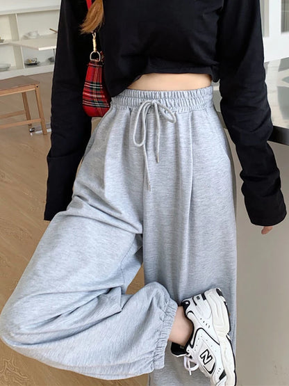 Women's Loose Thin Gray Sporting Sweatpants