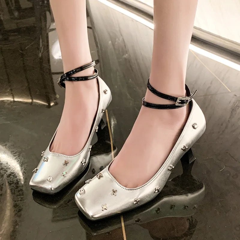 Fashion Mary Jane Highs Loafers Shall Designer Luxury Autumn Square Toe Shoes Low Heel Pumps