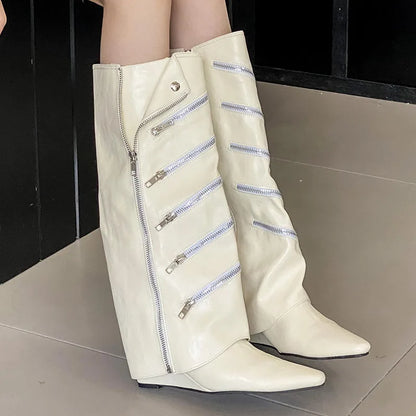 Elegant Trendy Stylish Comfortable Ankle Zipper Knee High Boots