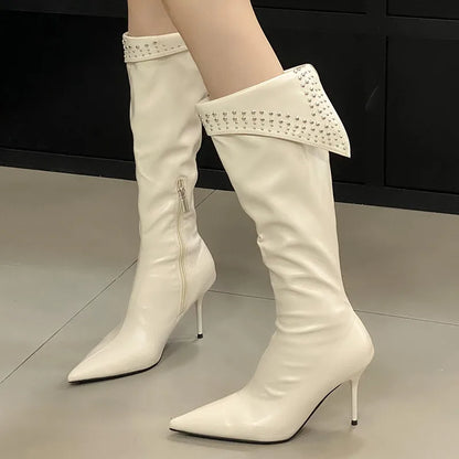 Trendy Stylish Comfortable Elegant Fashionable Chic Pointed Toe Knee High Boots