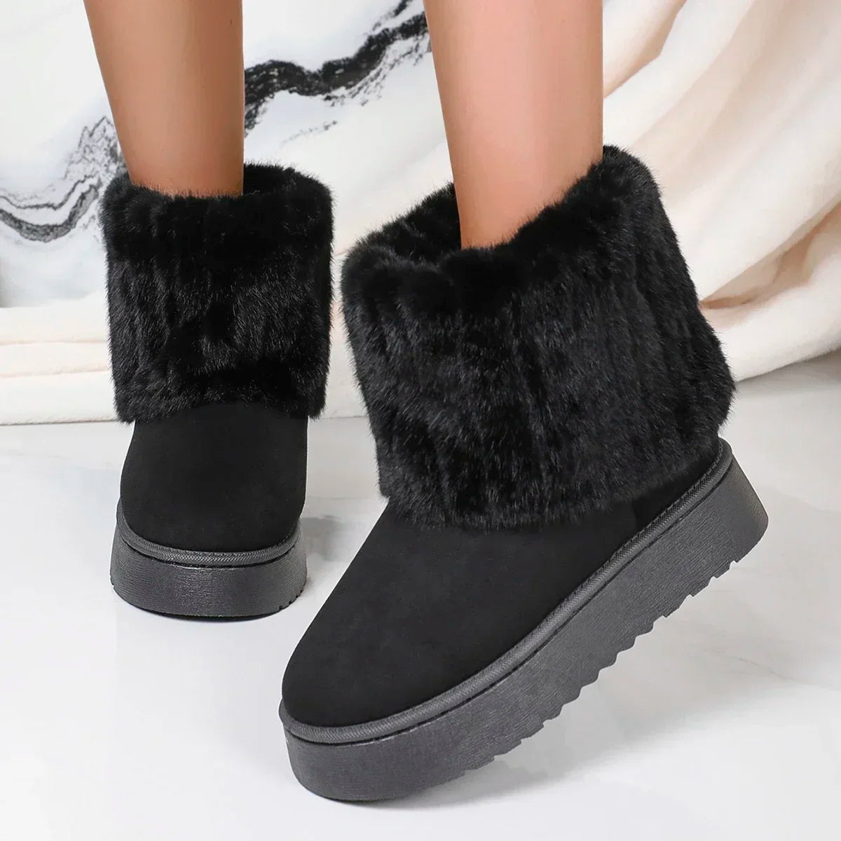 Round Toe Warm Thickened Plush Mid-calf Thick Sole Snow Boot