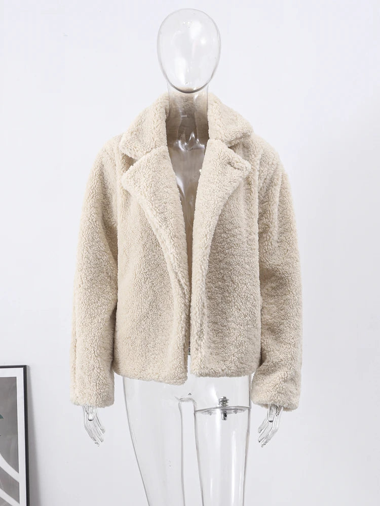 Flannel Winter New Loose Long Thick Warm Plush Elegant All-match Coat