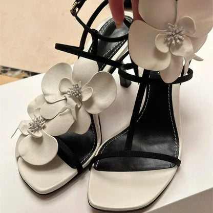 Flower Slingback Sandals Elegant Party Wedding Floral High Heel High Heel