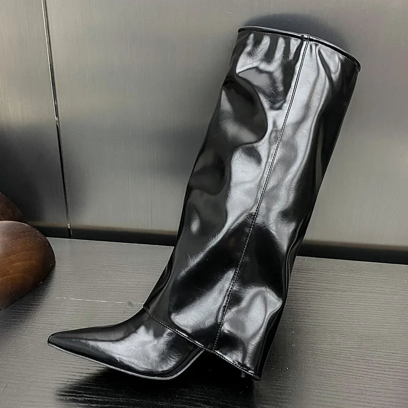 Footwear Thin Heels Pointed Toe Fashion Slip On Modern Knee High Boots