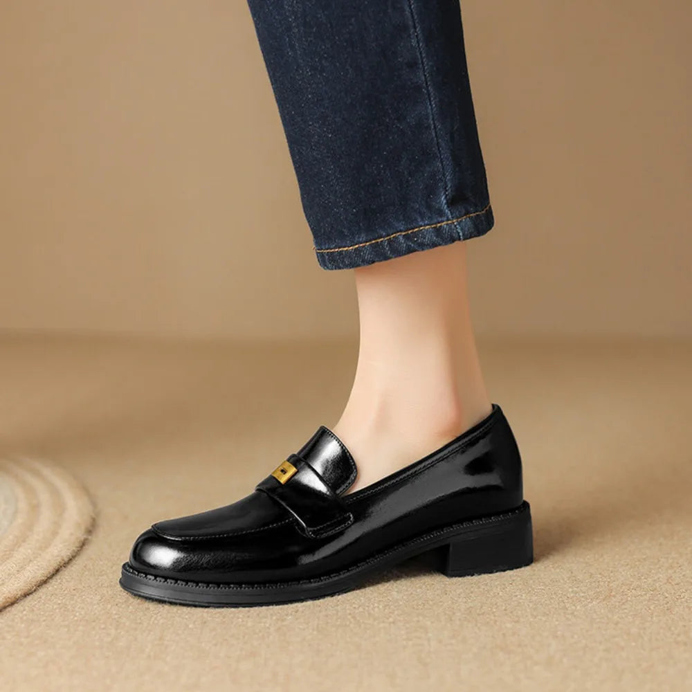 Genuine Leather Designer Comfortable Casual Black Moccasins Women Loafers