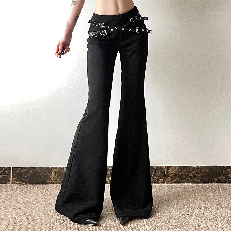 Goth Dark Harajuku High Waist Flare Pants Punk Decor Pants