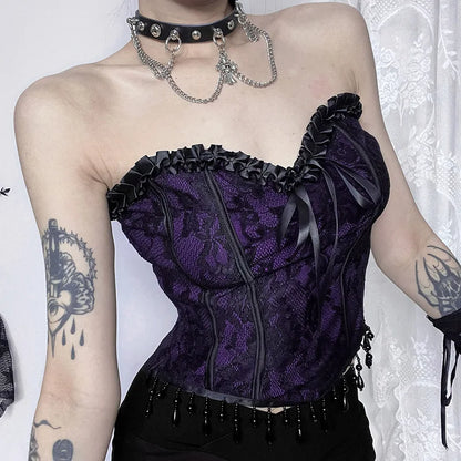 Gothic Spaghetti Strap Corset Punk Grunge Sexy Halloween Clothing Crop Top