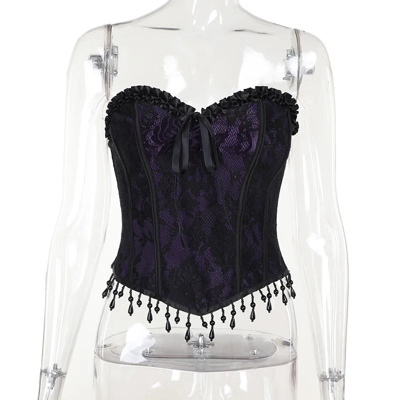 Gothic Spaghetti Strap Corset Punk Grunge Sexy Halloween Clothing Crop Top