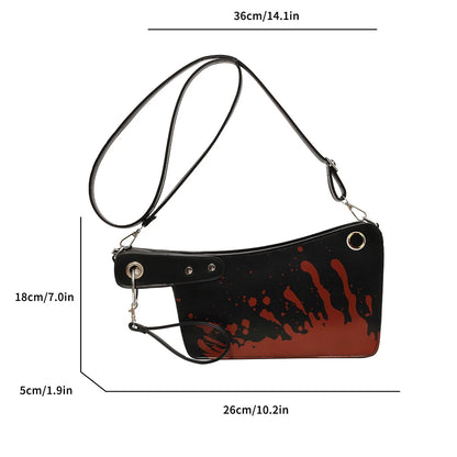 Gothic Unique Design PU Leather Knife Shaped Halloween Clutch Bag