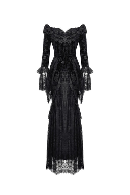 Women Style Dark Gothic Mid-Length Black Dress