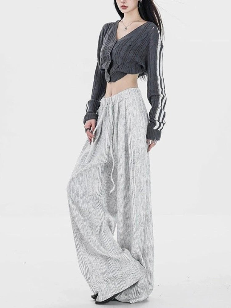 Gray Baggy Y2K Harajuku Oversize Baggy Striped Korean Style Pant