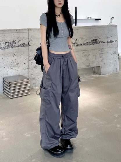 Harajuku Parachute Streetwear Baggy Cargo Women Y2K Edgy Jogging Pant