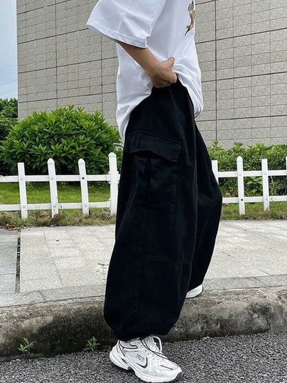 Khaki Oversize Cargo Women Harajuku Streetwear Wide Leg Pant