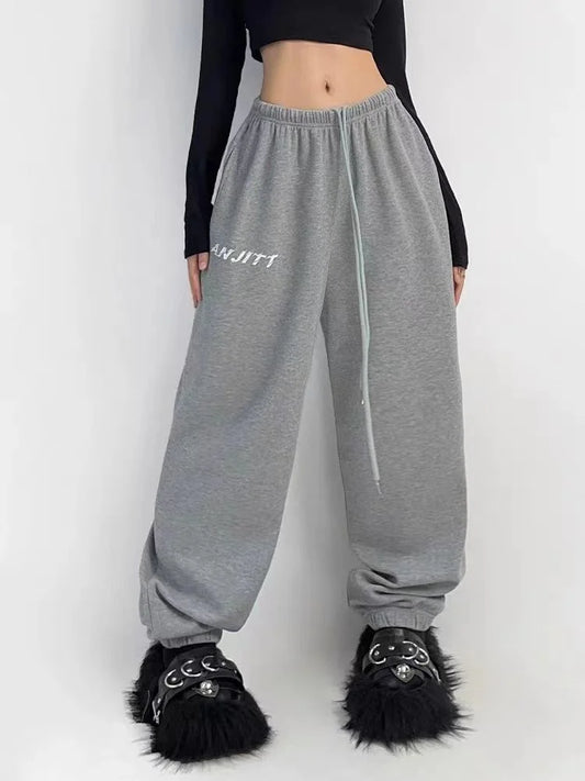 Hippie Gray Jogging Y2K Harajuku Streetwear Oversize Sports Pants