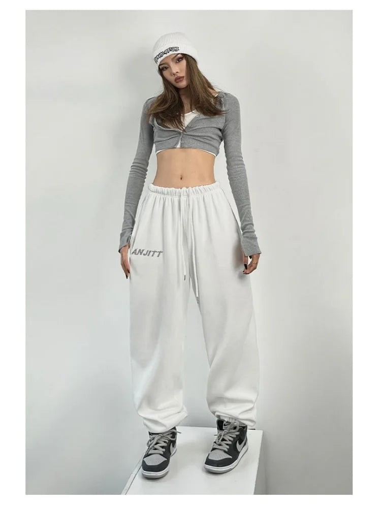 Hippie Gray Jogging Y2K Harajuku Streetwear Oversize Sports Pants