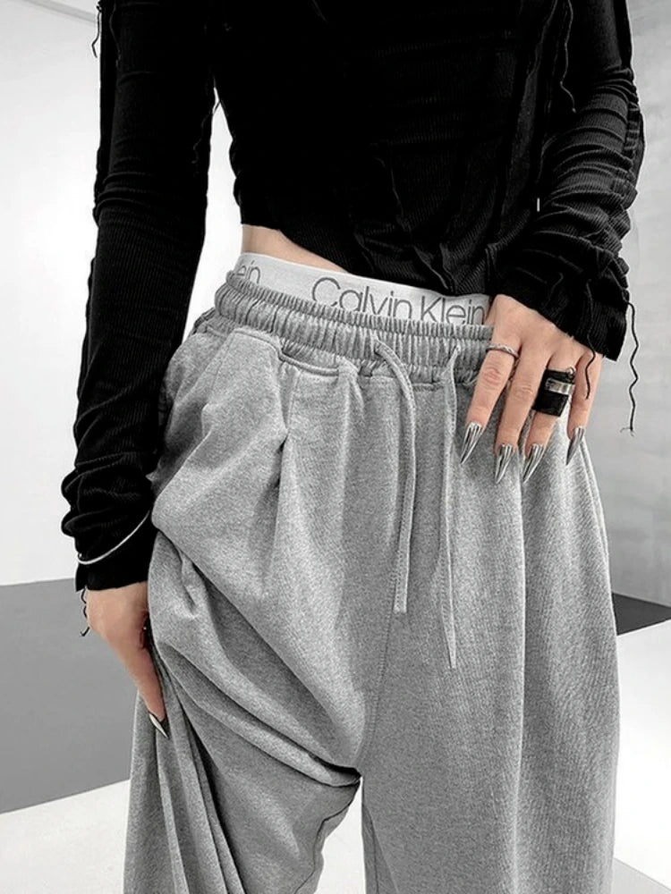 Gray Joggers Sweatpants Women Korean Fashion Oversize Loose Pant