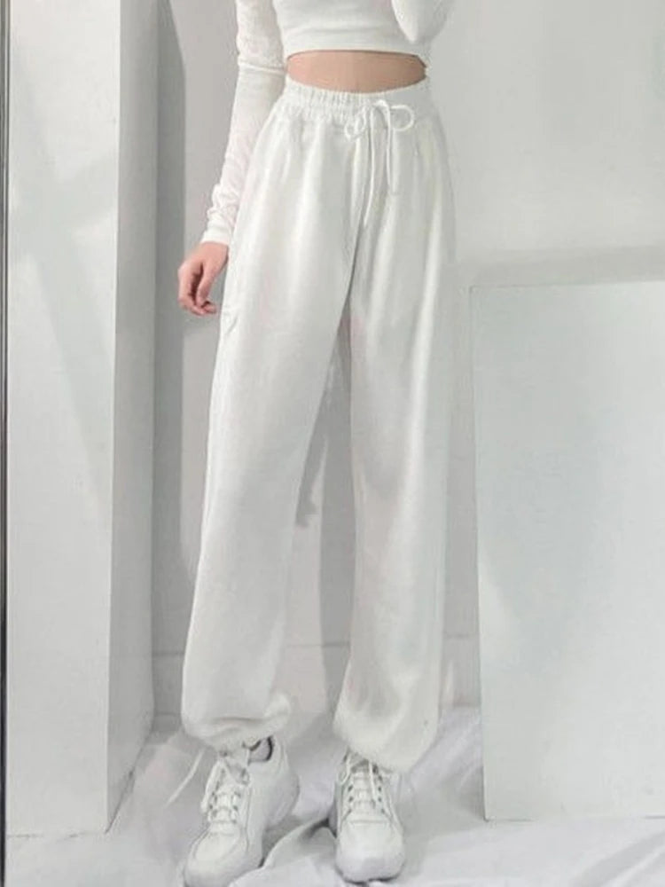 White Oversized Black Wide Leg Korean Pant