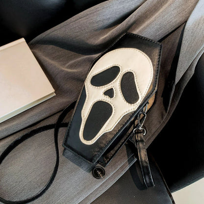 Halloween Novelty Coffin Shape Gothic Crossbody Phone Purse Tote Bag