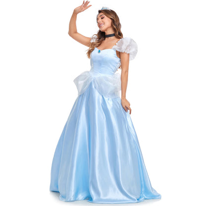 Women Halloween Cinderella Princess Fairy Tales Sexy Goddess Cosplay Long Dress Costume