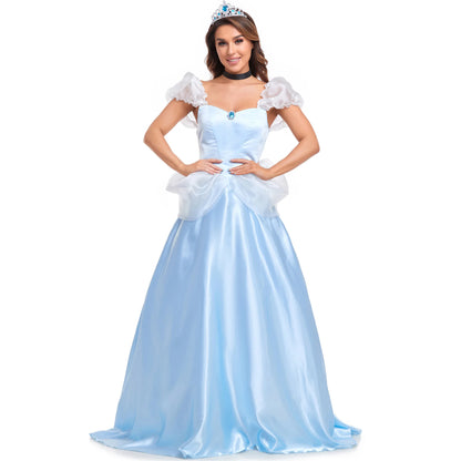 Women Halloween Cinderella Princess Fairy Tales Sexy Goddess Cosplay Long Dress Costume