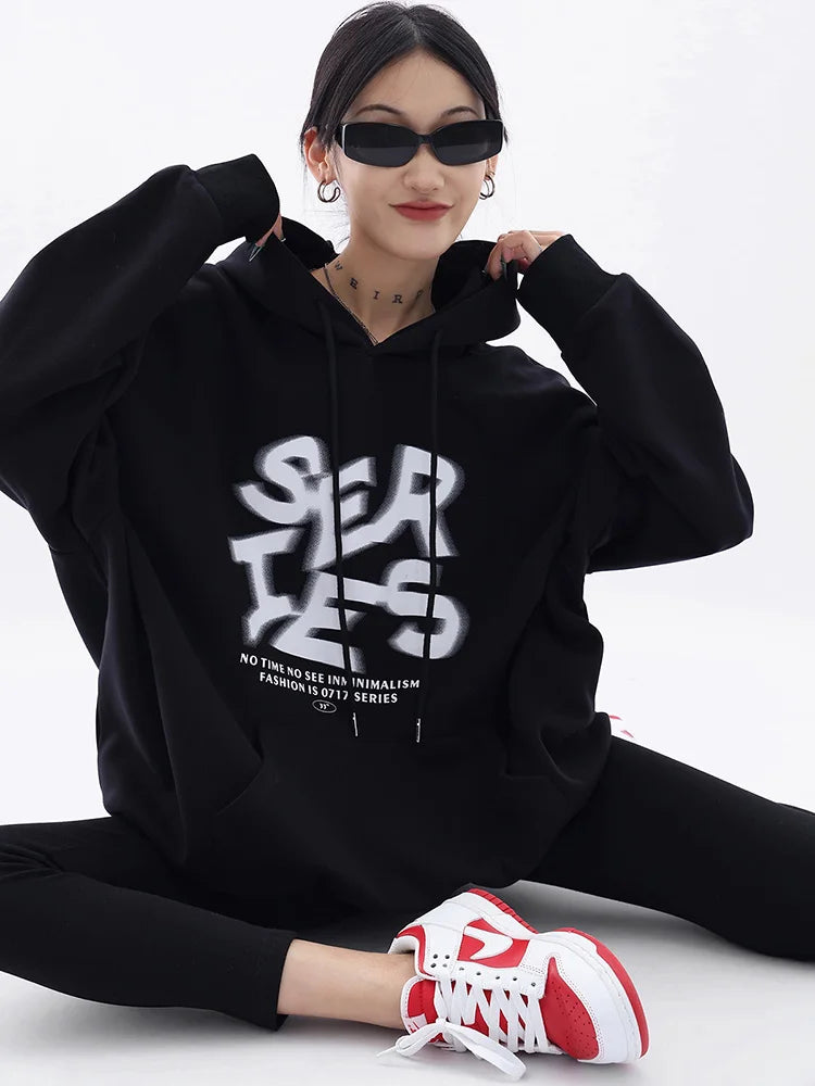 Cute Sporty Casual Fashionable Vintage Korean Style Round Pullover Hoodie