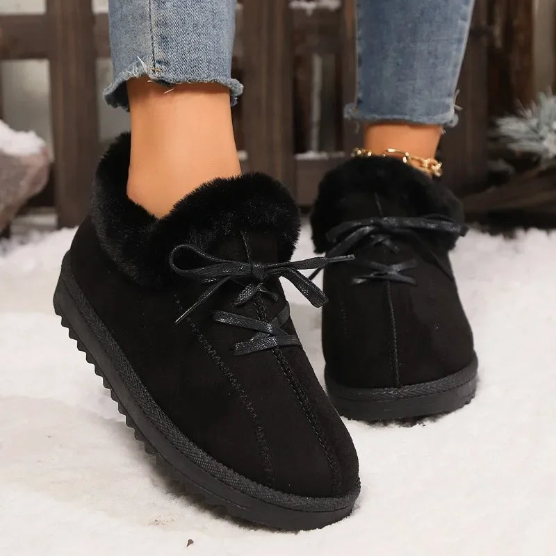 Hot Sale Shoes for Women 2024 New Plush Warm Fashionable Women's Boots Casual Lace-up Winter Cotton Shoes Zapatos De Mujer