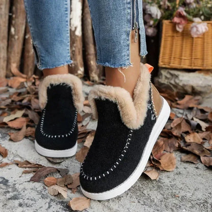 Hot Sale Women Shoes Sleeve Women's Boots Winter Round Toe Plush Fleece for Warmth Short Barrel Flat Large Size Snow Boots