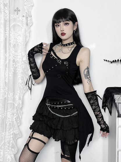 Gothic Irregular Harajuku Y2K Sleeveless Crop Top