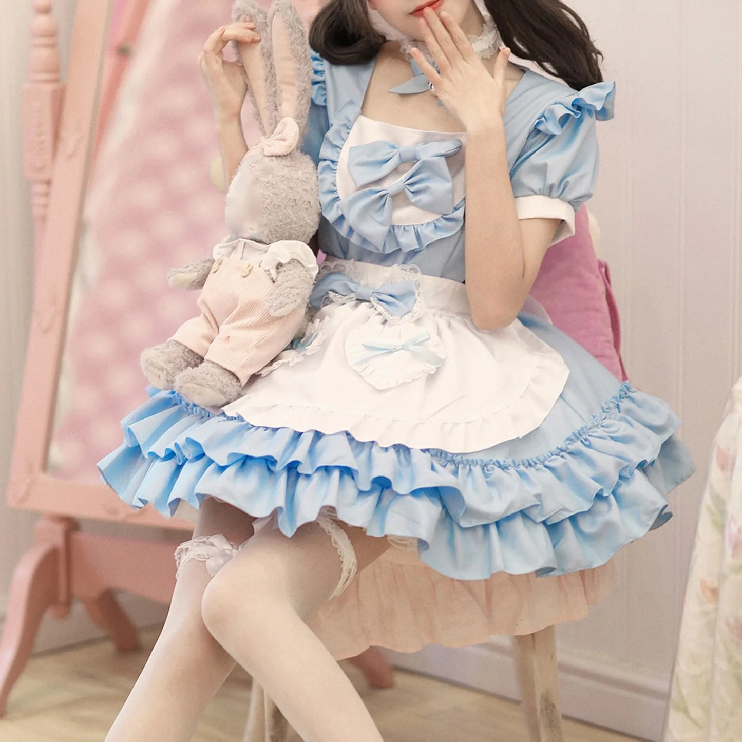 Elegant Cute Kawaii Lolita Maid Uniform Set Japanese Harajuku Y2k Cosplay Women's Dress