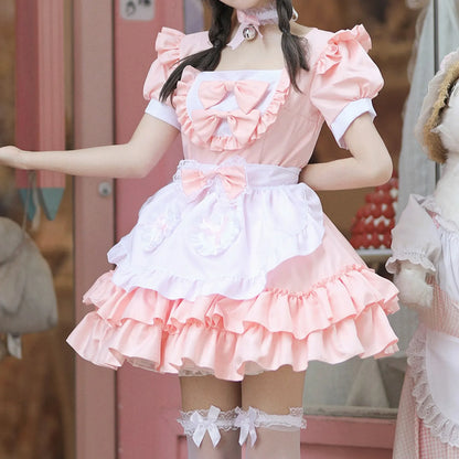 Elegant Cute Kawaii Lolita Maid Uniform Set Japanese Harajuku Y2k Cosplay Women's Dress