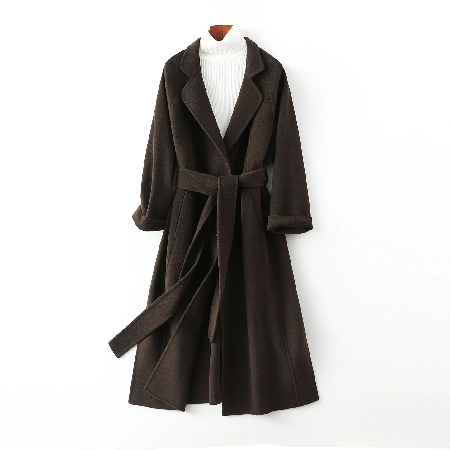 Double Sided Cashmere Medium Knee Loose Fashion Autumn Winter 2024 Coat