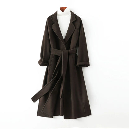 Double Sided Cashmere Medium Knee Loose Fashion Autumn Winter 2024 Coat