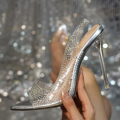 Trendy  Crystal Rhinestone Transparent High Heel Wedding Party High Heel