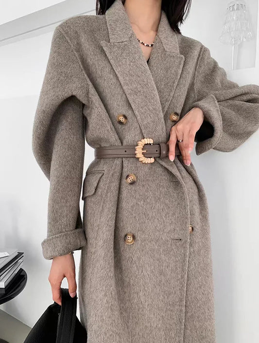 Long Double-sided Cashmere Double-breasted Classic Women's Hair Coat