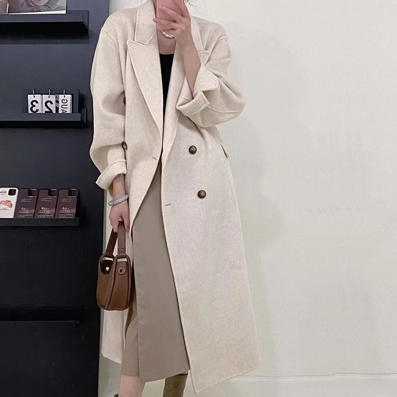 Long Double-sided Cashmere Double-breasted Classic Women's Hair Coat