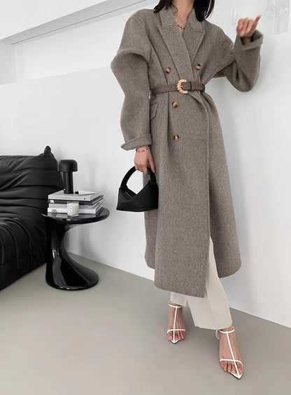 Long Double-sided Cashmere Double-breasted Classic Women's Hair Coat