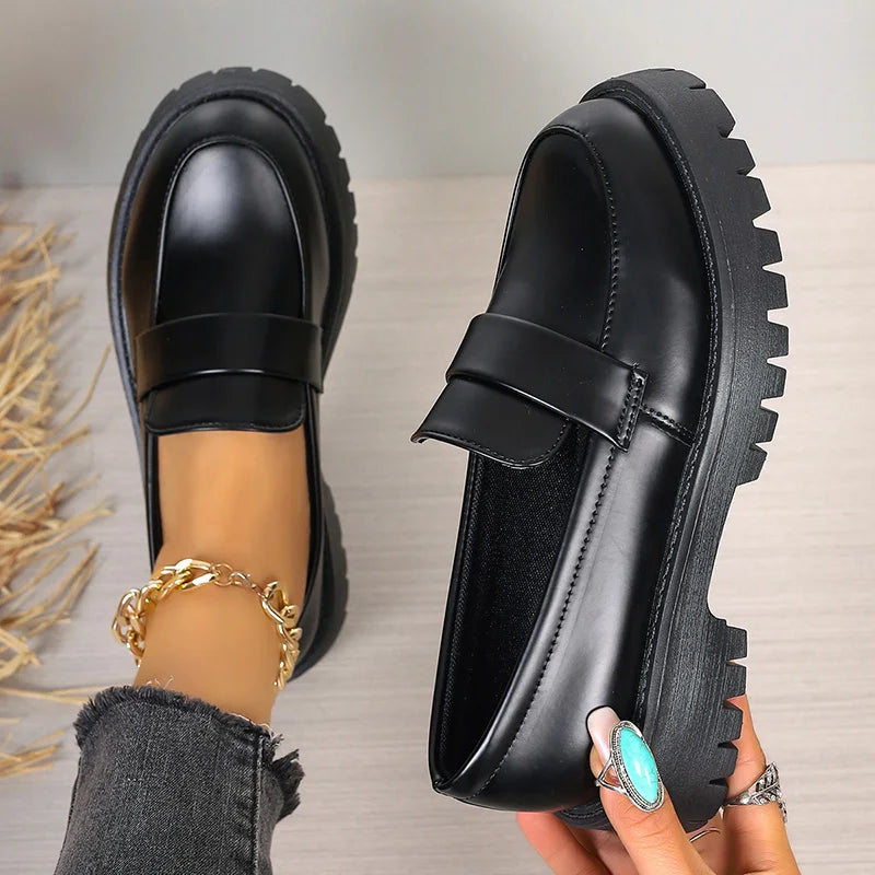 Thick-Soled Wedding Formal Business Casual Leather Platform Loafers