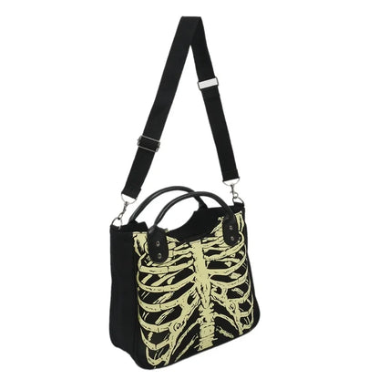 Luminous Gothic Skeleton Bones Skulls Rock Designer Casual Female Punk Fashion Crossbody Bag