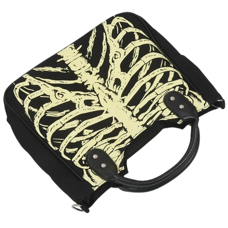 Luminous Gothic Skeleton Bones Skulls Rock Designer Casual Female Punk Fashion Crossbody Bag