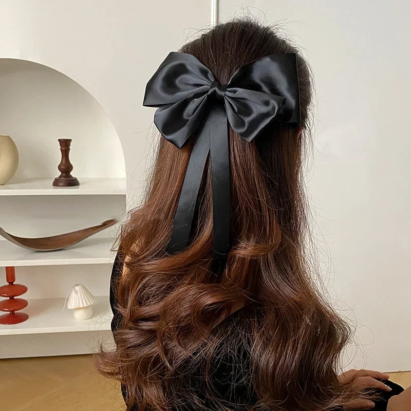 Korean Fashion Black Ribbon Bow Tie Christmas Hair Accessory