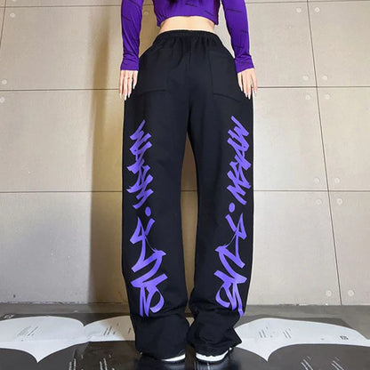 Loose Wide Leg Jogging Harajuku Graffiti Print Sweatpants